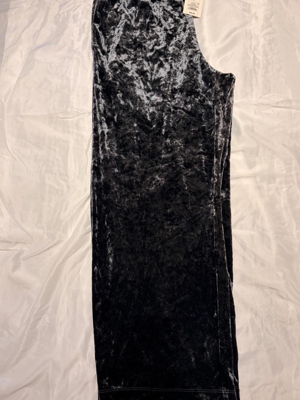 Black velour wide leg pants